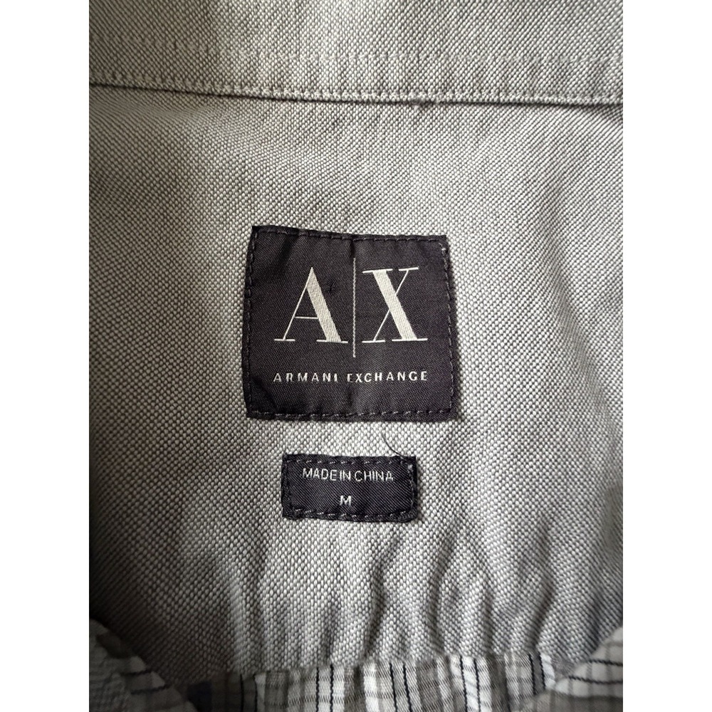 Armani Exchange Short Sleeve Button Up Shirt White Gray Check Pocket Medium JBHS - Picture 10 of 10